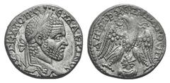 Macrinus AR Tetradrachm of Emisa, Syria. Macrinus AR Tetradrachm of Emisa, Syria. 217-218. Laureate head r. / Eagle standing facing, wings spread, head l. with wreath in beak; between its legs, radiat