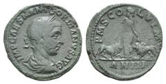 Gordian III Æ30 of Viminacium, Moesia Superior. Gordian III Æ30 of Viminacium, Moesia Superior. Year 3 (= 241-2). Laureate, draped and cuirassed bust r. / Moesia Superior standing between lion and bul