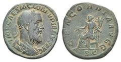 Pupienus Æ Sestertius. Pupienus Æ Sestertius. Rome, 238. Laureate, draped and cuirassed bust r. / Concordia seated l., holding patera and double cornucopia. RIC 20. 19.53g, 29mm, 12h. Dark green patin