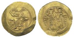 John II AV Hyperpyron. John II AV Hyperpyron. Constantinople, 1122-1137. Christ enthroned facing / John standing facing, holding labarum and akakia, being crowned by the Virgin Mary. DOC 2; Sear 1939.