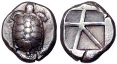 Islands off Attica, Aegina AR Stater. Islands off Attica, Aegina AR Stater. Circa 440-380 BC. Tortoise / Incuse square punch partitioned by three lines. SNG Lockett 1988; SNG München 567. 12.53g, 21mm