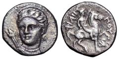 Kingdom of Macedon. Philip II AR 1/5 Tetradrachm. Kingdom of Macedon. Philip II AR 1/5 Tetradrachm. Lifetime issue. Amphipolis, circa 348-342 BC. Head of Artemis facing slightly left, quiver over shou