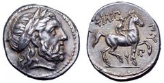 Kingdom of Macedon. Philip II AR Tetradrachm. Kingdom of Macedon. Philip II AR Tetradrachm. Amphipolis, circa 323-317 BC. Struck under Philip III. Laureate head of Zeus right / Youth on horseback righ