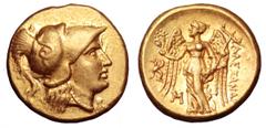 Kingdom of Macedon. Alexander III ‘the Great’ AV Stater. Kingdom of Macedon. Alexander III ‘the Great’ AV Stater. Teos(?), circa 323-301 BC. Head of Athena right, wearing crested Corinthian helmet dec