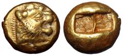 Kings of Lydia. Time of Alyattes – Kroisos EL Trite. Kings of Lydia. Time of Alyattes – Kroisos EL Trite. Sardes, circa 610-546 BC. Head of roaring lion right, sunburst on forehead / Two incuse square