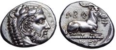 Cyprus, Salamis. Euagoras I AR Stater. Cyprus, Salamis. Euagoras I AR Stater. Circa 411-374 BC. Head of bearded Herakles wearing lion skin headdress to right, Cypriot script before / Goat with long ho