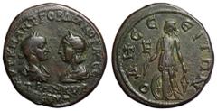 Gordian III and Tranquillina Æ 5 Assaria of Odessos, Moesia Inferior. AD 238-244. Confronted busts of Gordian on l., laureate, draped and cuirassed, and Tranquillina on r., draped and wearing stephane