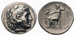 Kingdom of Macedon. Alexander III 'the Great' AR Tetradrachm.Kingdom of Macedon. Alexander III 'the Great' AR Tetradrachm. Argos, circa 190 BC. Head of Herakles right, wearing lion's skin / Zeus Aëtop