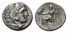 Kingdom of Macedon. Alexander III 'the Great' AR Drachm.Kingdom of Macedon. Alexander III 'the Great' AR Drachm. Kolophon, circa 310-301 BC. Struck under Antigonos I Monophthalmos. Head of Herakles ri