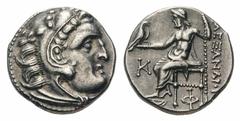 Kingdom of Macedon. Alexander III 'the Great' AR Drachm.Kingdom of Macedon. Alexander III 'the Great' AR Drachm. Kolophon, circa 310-301 BC. Struck under Antigonos I Monophthalmos. Head of Herakles ri