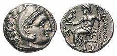 Kingdom of Macedon. Alexander III 'the Great' AR Drachm.Kingdom of Macedon. Alexander III 'the Great' AR Drachm. Kolophon, circa 310-301 BC. Struck under Antigonos I Monophthalmos. Head of Herakles ri