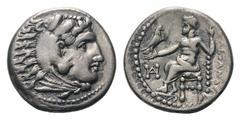 Kingdom of Macedon. Alexander III 'the Great' AR Drachm.Kingdom of Macedon. Alexander III 'the Great' AR Drachm. Miletos, circa 325-323 BC. Struck under Philoxenos. Head of Herakles right, wearing lio
