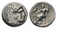 Kingdom of Macedon. Alexander III 'the Great' AR Drachm.Kingdom of Macedon. Alexander III 'the Great' AR Drachm. Miletos, circa 325-323 BC. Struck under Philoxenos. Head of Herakles right, wearing lio
