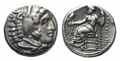 Kingdom of Macedon. Alexander III 'the Great' AR Drachm.Kingdom of Macedon. Alexander III 'the Great' AR Drachm. Miletos, circa 325-323 BC. Struck under Philoxenos. Head of Herakles right, wearing lio