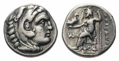 Kingdom of Macedon. Alexander III 'the Great' AR Drachm.Kingdom of Macedon. Alexander III 'the Great' AR Drachm. Miletos, circa 336-323 BC. Head of Herakles right, wearing lion's skin / Zeus Aëtophoro