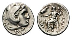 Kingdom of Macedon. Alexander III 'the Great' AR Drachm.Kingdom of Macedon. Alexander III 'the Great' AR Drachm. Teos, circa 323-319 BC. Head of Herakles wearing lion's skin right / Zeus Aëtophoros se