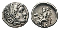 Kingdom of Macedon. Alexander III 'the Great' AR Drachm.Kingdom of Macedon. Alexander III 'the Great' AR Drachm. Sardes, circa 323-2 BC. Struck under Philip III Arrhidaios. Head of Herakles right, wea
