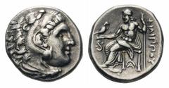 Kingdom of Macedon. Philip III Arrhidaios AR Drachm.Kingdom of Macedon. Philip III Arrhidaios AR Drachm. Lampsakos, circa 323-317 BC. Head of Herakles right, wearing lion's skin / Zeus Aëtophoros seat
