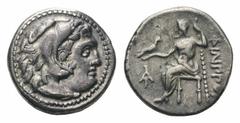 Kingdom of Macedon. Philip III Arrhidaios AR Drachm.Kingdom of Macedon. Philip III Arrhidaios AR Drachm. Magnesia, circa 323-319 BC. Head of Herakles right, wearing lion's skin / Zeus Aëtophoros seate