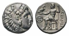 Kingdom of Macedon. Demetrios Poliorketes AR Drachm.Kingdom of Macedon. Demetrios Poliorketes AR Drachm. Miletos, circa 295-4 BC. .In the name of Alexander III 'the Great'. Head of Herakles right, wea