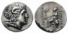 Kingdom of Thrace. Lysimachos AR Tetradrachm.Kingdom of Thrace. Lysimachos AR Tetradrachm. Byzantion, 305-281 BC. Posthumous issue. Diademed head of the deified Alexander with horn of Ammon right / At