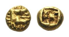 Ionia, Uncertain mint EL 1/24 Stater.Ionia, Uncertain mint EL 1/24 Stater. Circa 6th Century BC. Raised, irregular quadratum surrounded by striated lines (Primitive Lion head?) / Irregular incuse. Gor