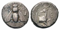 Ionia, Ephesos AR Tetradrachm.Ionia, Ephesos AR Tetradrachm. Circa 360-350 BC. Timolas as magistrate. Bee, Ε-Φ across fields / Forepart of stag right, head left; palm tree to left, ΤΙΜΟΛΑΣ to right. c