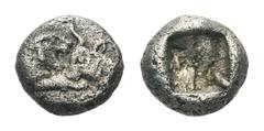 Kings of Lydia, Kroisos AR 1/12 Stater.Kings of Lydia, Kroisos AR 1/12 Stater. Sardes, circa 550-546 BC. Confronted foreparts of lion and bull / Incuse punch. Berk 25; SNG Kayhan 1019. 0.84g, 7mm. Ver