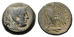 Ptolemaic Kingdom of Egypt, Ptolemy II Æ Obol.Ptolemaic Kingdom of Egypt, Ptolemy II Æ Obol. Alexandria, circa 285-246 BC. Head of the deified Alexander right, wearing elephant skin / Eagle with open 