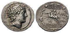 Seleukid Kings of Syria. Antiochos VI Dionysos Nikator AR Tetradrachm.Seleukid Kings of Syria. Antiochos VI Dionysos Nikator AR Tetradrachm. Antioch, circa 143/142 BC. Radiate and diademed head of Ant