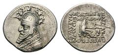 Kingdom of Parthia, Phraates III AR Drachm.Kingdom of Parthia, Phraates III AR Drachm. Mithradatkart, circa 70-57 BC. Diademed and draped bust left / Archer (Arsakes I.) seated right on throne, holdin