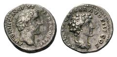 Antoninus Pius, with Marcus Aurelius as Caesar, AR Denarius.Antoninus Pius, with Marcus Aurelius as Caesar, AR Denarius. Rome, AD 140. Laureate head right / Bare head of Marcus Aurelius right. BMC 156