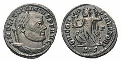Licinius Æ Follis.Licinius Æ Follis. Siscia, AD 313-315. Laureate, draped and cuirassed bust right / Jupiter standing left, holding Victory on globe and sceptre; at feet to left, eagle standing left, 