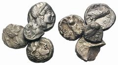 Lot of 4 AR Mixed Athenian Denominations. 3 X AR Athenian Tetradrachms, 1 X Athenian Drachm. (Eastern types). Fine - Very Fine. (4) LOT BOUGHT AS SEEN - NO RETURN!