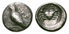Sicily, Akragas AR Didrachm. Sicily, Akragas AR Didrachm. Circa 500-495 BC. Sea eagle standing left, AKRA above / Crab within incuse circle. SNG ANS 922; SNG Copenhagen 24. 8.69g, 20mm, 7h. About Very