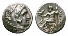 Kingdom of Macedon. Alexander III 'The Great' AR Drachm. Kingdom of Macedon. Alexander III 'The Great' AR Drachm. Mysia, Lampsakos, circa 323-317 BC. Head of Herakles to right wearing lion skin / Zeus