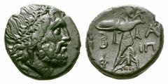 Kingdom of Macedon. Philip V Æ20. Kingdom of Macedon. Philip V Æ20. 211-197 BC. Head of Zeus right, wreathed with oak / Athena advancing left, holding spear and shield. Mamroth, Bronzemünzen 11e (Athe