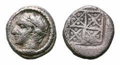 Thraco-Macedonian Tribes. AR Hemiobol. Thraco-Macedonian Tribes. AR Hemiobol. Uncertain, 5th-4th Century BC. Head of Apollo facing left / Quadripartite incuse, X design in the four quarters surrounded