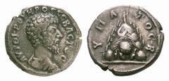 Lucius Verus AR Didrachm of Caesarea, Cappadocia. Lucius Verus AR Didrachm of Caesarea, Cappadocia. AD 161-166. Bare head right / Mt. Argaeus surmounted by statue. Sydenham, Caesarea 352; Metcalf, Cae