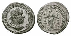Macrinus AR Denarius. Macrinus AR Denarius. Rome, AD 217. Laureate and cuirassed bust right / Fides standing facing, head right, holding standard in each hand. RIC IV 22A; RSC 60. 3.68g, 20mm, 7h. Goo