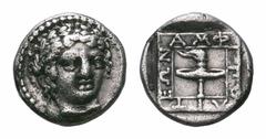 Macedon, Amphipolis AR Hemidrachm. Macedon, Amphipolis AR Hemidrachm. 370/69 BC. Laureate head of Apollo facing slightly right / Torch within linear square. Lorber 65; SNG ANS 81 (same dies). 1.71g, 1