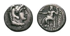 Kingdom of Macedon. Alexander III ‘The Great’ AR Hemidrachm. Kingdom of Macedon. Alexander III ‘The Great’ AR Hemidrachm. Arados, circa 328-320 BC. Head of Herakles right, wearing lion skin / Zeus Aët