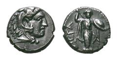 Mysia, Pergamon AR Diobol. Mysia, Pergamon AR Diobol. Circa 310-282 BC. Head of Herakles right, wearing lion skin / Athena Pallas standing facing. SNG France 1560. 1.28g, 10mm, 12h. Pleasing tone, Goo
