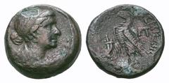 Ptolemaic Kingdom of Egypt. Cleopatra VII Æ Diobol of Alexandria, Egypt. Ptolemaic Kingdom of Egypt. Cleopatra VII Æ Diobol of Alexandria, Egypt. 51-30 BC. Diademed and draped bust right / KΛEOΠATPAΣ 
