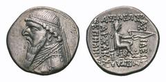 Kings of Parthia. Mithradates II AR Drachm. Kings of Parthia. Mithradates II AR Drachm. Ekbatana, 109-96/5 BC. Diademed bust left / Archer (Arsakes I) seated right on throne, holding bow. Sellwood 27.