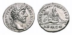 Marcus Aurelius AR Denarius. Marcus Aurelius AR Denarius. Rome, AD 164. ANTONINVS AVG ARMENIACVS, laureate head of Marcus Aurelius right / PM TR P XVIII IMP II COS III ARMEN, Armenia seated left on gr