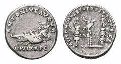 Marcus Aurelius & Lucius Verus AR Denarius. Marcus Aurelius & Lucius Verus AR Denarius. Rome, AD 161-169. Restitution issue of Mark Antony legionary type. Struck AD 165-166. Praetorian galley left / A