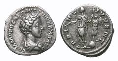 Commodus, as Caesar AR Denarius. Commodus, as Caesar AR Denarius. Rome. AD 172-175. COMMODO CAES AVG FIL GERM SARM. Bare head right / PRINC IVVENT. Commodus standing left, holding branch and sceptre; 
