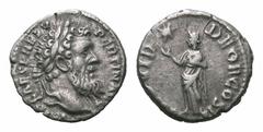 Pertinax AR Denarius. Pertinax AR Denarius. Rome, AD 193. Laureate head right / Providentia standing left, raising hands toward star. RIC IV 10a; RSC 40. 3.27g, 17mm, 12h. Minor flan crack, good portr