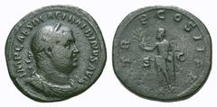 Balbinus Æ Sestertius. Balbinus Æ Sestertius. Rome, AD 238. IMP CAES D CAEL BALBINVS AVG, laureate, draped and cuirassed bust right / PM TRP COS II PP, Balbinus standing left with branch & sceptre, S-
